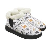 Kuiaobaty Cartoon Cats Women's Snow Boots Fluffy Lined Slipper Boots, Kitty Cat Bootie Slippers Memory Foam Indoor House Shoes for Outdoor, Size 7.5