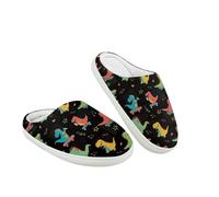 Kuiaobaty Cartoon Dinosaurs Toddler Slippers Girls Winter Slip On House Shoes, Colorful Dinosaur Slippers Non-Slip Out Sole for Outdoor