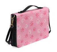 Kuiaobaty Cartoon Dog Paw Pattern Bible Protective Bag with Shoulder Strap, Cute Animal Foot Print Faux Leather Book Case Christian Gift for Men Women