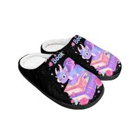 Kuiaobaty Cartoon Dragon Slippers Women's Fleece Slippers Soft Memory Foam, Books Dragons Print Slip on House Shoes Indoor Outdoor Hard Rubber