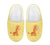 Kuiaobaty Cartoon Giraffe Kids' Slippers House Shoes Anti Slip Sole, Yellow Giraffe Print Fuzzy Girls Boys Slippers All-Day Warmth