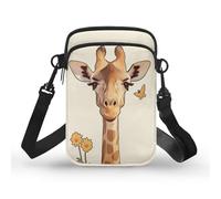 Kuiaobaty Cartoon Giraffe Print Crossbody Phone Bag Cute Animal Giraffes Sunflower Ladies Cross Body Bag Shoulder Bag for Outdoor Passport Handbag