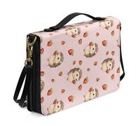 Kuiaobaty Cartoon Hedgehog Bible Carrying Case Book Bags with Detachable Shoulder Strap, Cute Strawberry Bible Book Bag Christian Gift for Men,Women