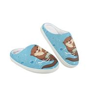 Kuiaobaty Cartoon Otter Children's Slippers Warm Winter House Slippers, Otter Mom Child Print Soft Fuzzy Indoor/Outdoor House Shoes, Non-Slip