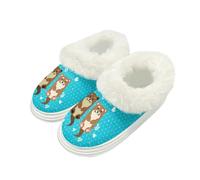 Kuiaobaty Cartoon Otter Comfy House Slippers for Women Memory Foam, Otter Animal Print Warm Fluffy Collar Winter Slippers slip on Fuzzy Scuff Shoes