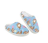 Kuiaobaty Cartoon Otter Kid's Slippers Sea Starfish Warm Winter House Slippers, Animal Otter Soft Fuzzy Indoor/Outdoor House Shoes, Non-Slip