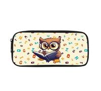 Kuiaobaty Cartoon Owl Print Pencil Case Kids Pen Box, Cute Birds School Pencil Pouch Colorful Alphabet Pattern Pen Bag Zipper