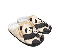 Kuiaobaty Cartoon Pandas Slip-On House Shoes for Women Bedroom Sleepers, Kawaii Panda Mom Child Print Winter Indoor Home Scuff Slippers Anti Slip