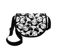 Kuiaobaty Cartoon Pandas Womens Shoulder Bag, Lightweight Cute Panda Bears Messenger Bag Cross Body Bag Multi Pocket Handbag for Ladies