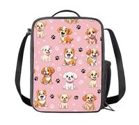 Kuiaobaty Cartoon Puppy Dog Lunch Bag for Kids Insulated Lunch Box, Cute Dogs Paws Portable Food Container Pink Teen Lunch Kits