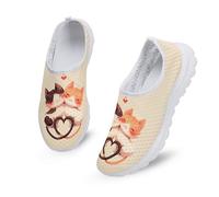 Kuiaobaty Cat Couple Print Women's Lightweight Slip-on Sneaker Comfort Mesh Breathable Cute Kitty Lover Fashion Trainers Walking Shoes