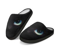 Kuiaobaty Cat Eyes Print Womens Slippers Ladies Cosy Warm Winter House Shoes Memory Foam, Black Cat Print Indoor Scuff Slippers