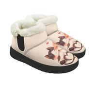 Kuiaobaty Cat Slippers Boots Women Cats Couple Print Warm Fleece Lined Booties Slippers, Cartoon Kitty Lover Boots Slipper Memory Foam Indoor, Size 12