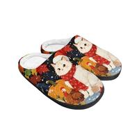 Kuiaobaty Cats Print Comfy House Slippers for Women, Christmas Cat Pumpkin Memory Foam Warm Winter Slippers Cozy Slip on Fuzzy Scuff Shoes