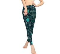 Kuiaobaty Chemistry Pattern Ladies Full Length Leggings, Slate Green Stretchy Fitness Workout Tights Opaque Tummy Control Yoga Pants for Science Lovers