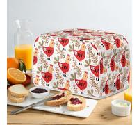 Kuiaobaty Chickens Floral Print Cover for Toaster 4 Slice, Small Washable Kitchen Appliances Cover with Hook, Dust and Fingerprint Proof