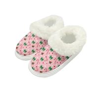 Kuiaobaty Christmas Candy Women's Fluffy Scuff Slipper Memory Foam Pink Christmas Fleece Slippers Shoes for Home, Indoor/Outdoor Sole, Xmas Gifts