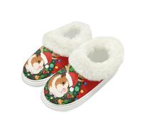 Kuiaobaty Christmas Guinea Pig Slippers for Women Cute Guinea Pigs Slip On Warm House Shoes Fluffy Collar, Xmas Red Slippers Indoor Outdoor Memory Foam