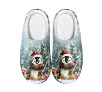 Kuiaobaty Christmas Penguin Ladies Slip-On House Shoes Snow Xmas Animal Bedroom Sleepers Winter Indoor Home Scuff Slippers for Women