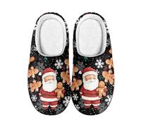 Kuiaobaty Christmas Santa Womens Cozy Memory Foam Scuff Slippers Sandal, Gingerbread Snowflake Unisex Indoor Slippers Anti Skid Home Shoes