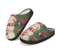 Kuiaobaty Christmas Snowman Slippers Women Ladies Memory Foam, Xmas Snowman Print Winter Comfort House Fleece Lining Christmas Home Shoes