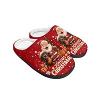 Kuiaobaty Christmas Women's Indoor/Outdoor Scuff Slipper Memory Foam, Cartoon Christmas Dachshund Print Fleece Slippers Shoes for Home, Xmas Gifts