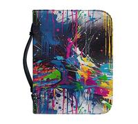 Kuiaobaty Color Splash Book Cover Case for Notebook, Colorful Splatter Graffiti Book Holder Organizer with Handle PU Leather