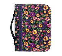 Kuiaobaty Colorful Flowers Bible Cover, Ditsy Floral Bible Carrying Cases, Faux Leather Bible Bag Fits Books Up to 12 x 9 x 2.41 Inches