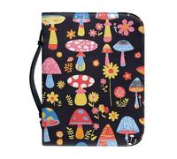 Kuiaobaty Colorful Mushroom Print Bible Case Organizer,Cartoon Mushrooms Painting Carrying Book Case Church Bag Bible Protective with Inside Pocket