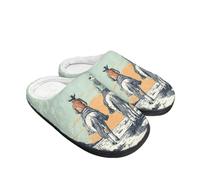 Kuiaobaty Cowboys Print Women's Slippers Cozy Warm Slipper, Retro Hand Drawn Cowboy Print Fuzzy Soft Winter House Shoes Outdoor Indoor Slip on