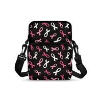 Kuiaobaty Crossbody Bag for Women Sling Purse Pink Ribbon Cell Phone Holder with Straps, Pink Ribbon Theme, Medium