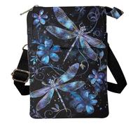 Kuiaobaty Crossbody Sling bag for Women Stylish Bags for Girls Outdoor Travel Zip Cloth Bag Cellphone Storage Purse, Blue Dragonfly Floral, One Size