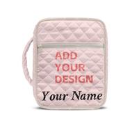 Kuiaobaty Custom Name Personalized Bible Cover for Women Quilted Large Bible Bag with Zipper Pocket & Handle, Bible Carrying Case with Your Name for Church Travel Christian Gift