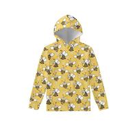 Kuiaobaty Cute Bees Print Casual Hoodie for Girls Cartoon Yellow Bee Pattern Sweatshirt Teenager Long Sleeve Tops 9-10 Years