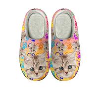 Kuiaobaty Cute Cats Women's Winter Slippers Fluffy House Shoes Colorful Dog Paws Indoor Outdoor Scuff Slipper Kitty Anti-skid Casual Slides