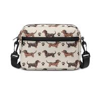 Kuiaobaty Cute Dachshund Dogs Shoulder Bag for Women Cartoon Puppy Paws Small Camera Crossbody Handbag Multi Pocket Messenger Bag for Phone, Wallet