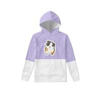 Kuiaobaty Cute Guinea Pig Girls Sweatshirt Purple Hoodies Kids, Animal Hamster Long Sleeve Pullover White Stitch Comfortable Hoodie for Boy Girl