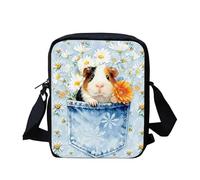 Kuiaobaty Cute Guinea Pig Print Crossbody Bag for Women, Denim Pocket Guinea Pig Print Shoulder Handbags Travel Messenger Bag, Adjustable Strap