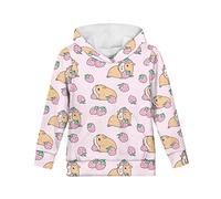 Kuiaobaty Cute Guinea Pigs Girls Hoodie with Pocket Pink Strawberry School Sweatshirt Hooded Casual Sport Long Sleeve Tops Kids Pullover