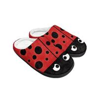 Kuiaobaty Cute Ladybug Slippers Women Ladies Memory Foam Winter Comfort House Shoes, Red Ladybird Dots Fleece Lining Slippers Home Shoes