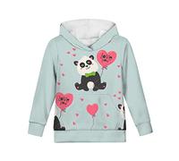 Kuiaobaty Cute Panda Bear Girls Hoodie 9-10 Years, Cartoon Pandas Kids Sweatshirt with Pocket Pink Hearts Pullover for Teens, Blue