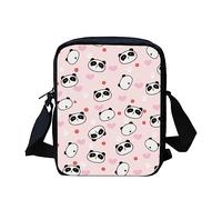 Kuiaobaty Cute Panda Bears Small Messenger Bag for Girls Pink Crossbody Bag, Cartoon Pandas Phone Bags Hearts Paws Zipped Satchel Bag