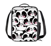 Kuiaobaty Cute Panda Print Kids Insulated Lunch Box Kawaii Girl Meal Bag Snack Bag for Picnic Lunch Bag for Women Work