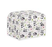 Kuiaobaty Cute Pandas 2 Slice Toaster Cover with Hook, Cartoon Panda Bear Floral Bread Maker Cover Dustproof Caps for Two Slice Toaster,M