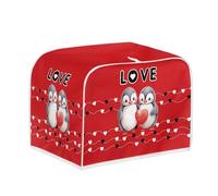 Kuiaobaty Cute Penguins Toaster Cover 2 Slice, Cartoon Penguin Couple Print Toaster Machine Cover Dust And Fingerprint Proof, Red, M
