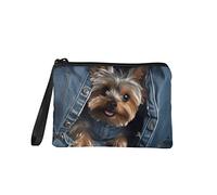 Kuiaobaty Cute Yorkshire Dog Coin Wallet for Women, Novelty Jeans Pocket Puppy Mini Change Pouch, Zip up Anti Theft Small Coin Purse