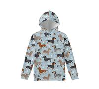 Kuiaobaty Dachshund Dogs Boy Girl Hoodie with Pocket Teenager Casual Sport Sweatshirt 13-14 Years Animals Unisex Kids Pullover Blue Shirts Tops