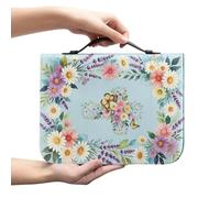 Kuiaobaty Daisy Butterfly Bible Case Organizer Portable Book Bag PU Leather Book Protector with Inside Pocket & Handle, 4 Size