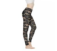 Kuiaobaty Dinosaurs Tights Women's Yoga Leggings Gym Fitness Pants, Dino Skeleton High Waisted Leggings - Soft Athletic Tummy Control Pants