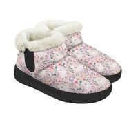 Kuiaobaty Dog Floral Women Boot Slippers Cosy Fluffy Lined Snow Boot, Cartoon White Westie Dogs Soft Warm Bootee Walking Bootie Non-slip Sole, Size 3.5